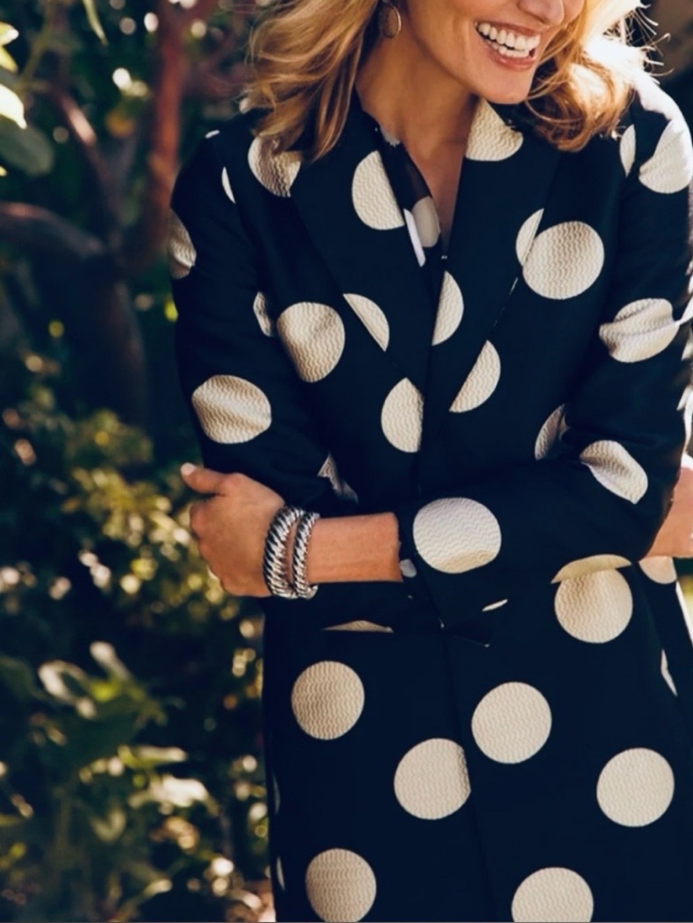 Chico's Black and Cream Polka Dot Blazer